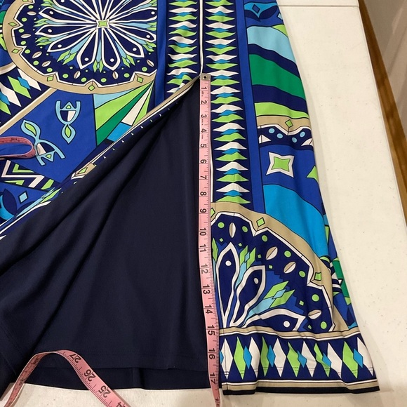 Chico's Abstract Maxi Skirt Boho Stretch Pull On Side Split Size 8 (Chic… - Picture 5 of 9